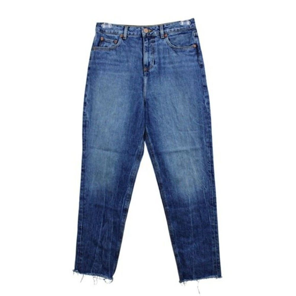 High-Rise ASOS Remo Jeans Relaxed Fit Tapered Leg Raw Hem Straight Women’s 30x29